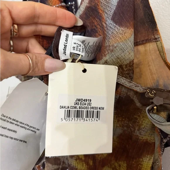 Jaded London Dahlia Cowl Beaded Backless Chiffon Maxi Dress in Lusco - Picture 7 of 8